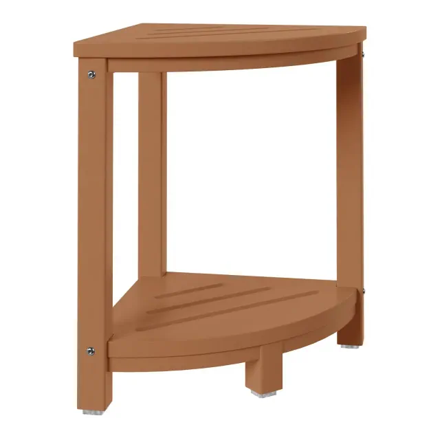 WestinTrends Sage HDPE Plastic Waterproof Shower Corner Bench, Teak