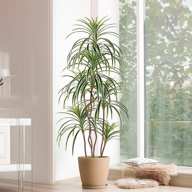 Yepdin Artificial Dracaena Tree, 5 ft Tall Fake Yucca Plants with Pot, Faux Dracaena Silk Plants Indoor, Realistic Artificial Plants Indoor Decor for Home Office Living Room Decor Indoor Outdoor