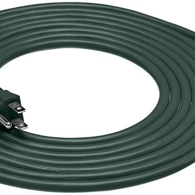 AmazonBasics 16/3 Vinyl Outdoor Extension Cord, Green, 15 Foot