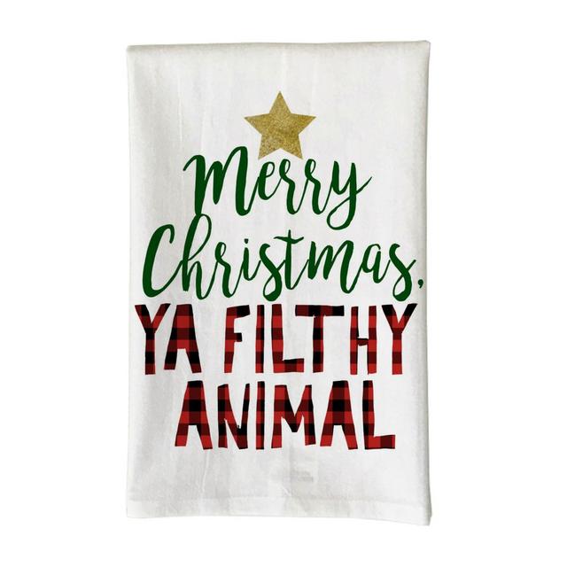 Love You a Latte Shop "Merry Christmas Ya Filthy Animal" Kitchen Towel