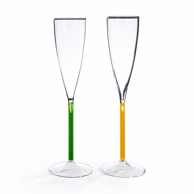 Color Accent Champagne Glasses Set