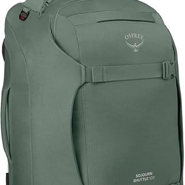 Osprey Sojourn Shuttle 30"/100L Wheeled Duffel Luggage – Rugged, High-Capacity Travel Bag with Oversized Wheels and Reinforced Frame – Built for Long-Haul Travel and Gear Protection, Koseret Green