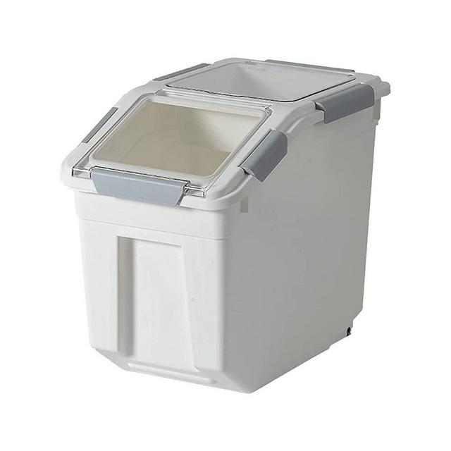 HANAMYA 10 Liter / 20 lbs Rice Storage Container with Measuring Cup, BPA free, For Rice | Grain | Pet Food | Flour, 2 counts, White