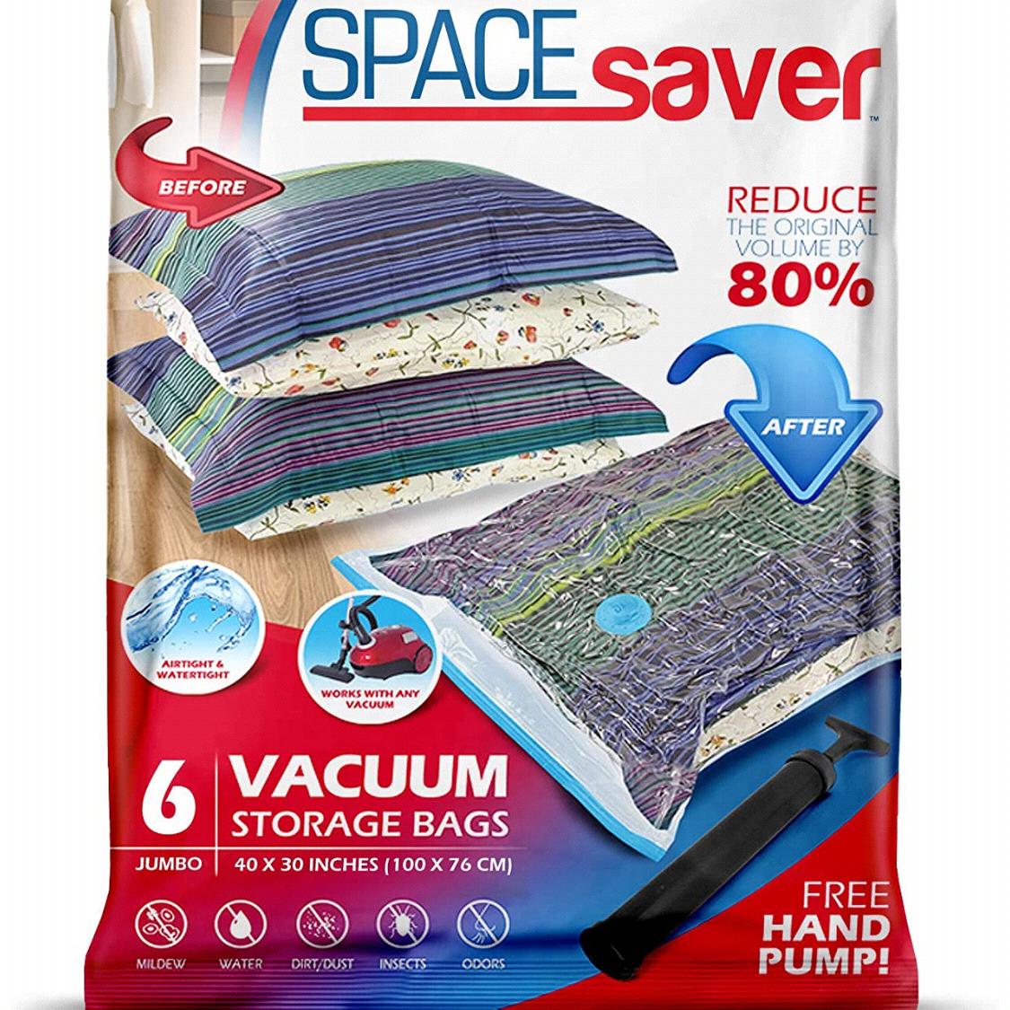 Spacesaver Premium Travel Roll-Up Storage Bags with Double-Zip Seal and  Triple-Seal Turbo Valve, Get 80% More Storage - Space Saver Bags for Travel  