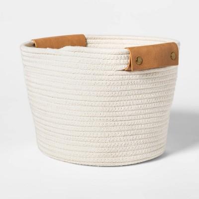 Decorative Coiled Rope Square Base Tapered Basket Medium White 11" - Threshold™