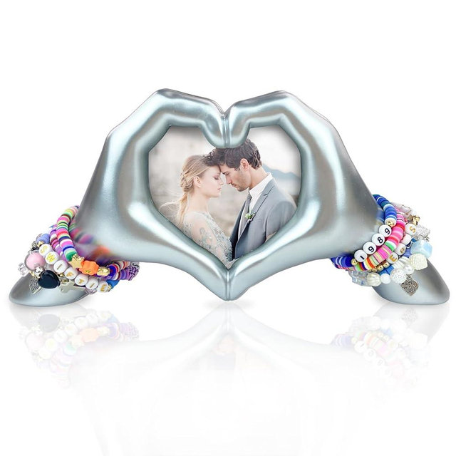 GUSFREUD Unique Heart Hands Sculpture with Picture Frame - Romantic Wedding,Anniversary and Engagement Gift Idea for Couples, Women,Wife