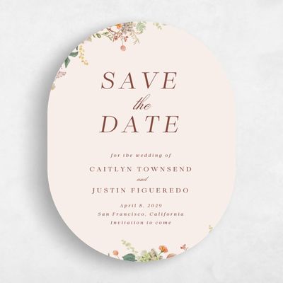 Beige Oval Wedding Save the Date - Rosamund Portrait