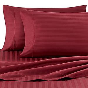 Wamsutta® Damask Stripe 500-Thread-Count PimaCott® King Sheet Set in Burgundy