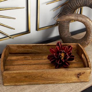 Mango Wood 3-Piece Living Room Decor Tray Set