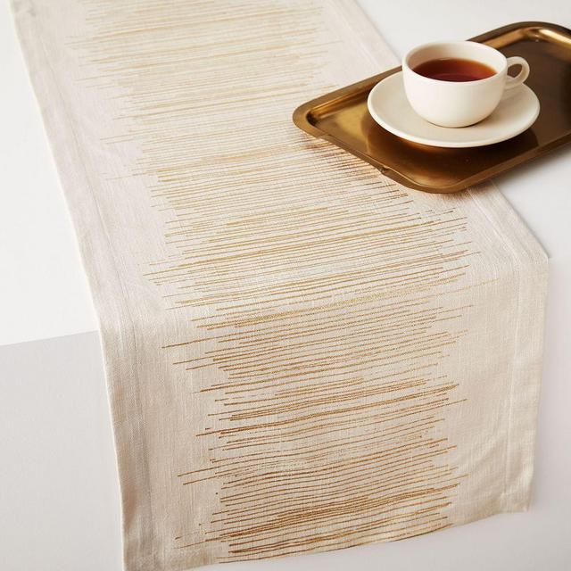 Luxe Lines Table Runner, Flax + Gold