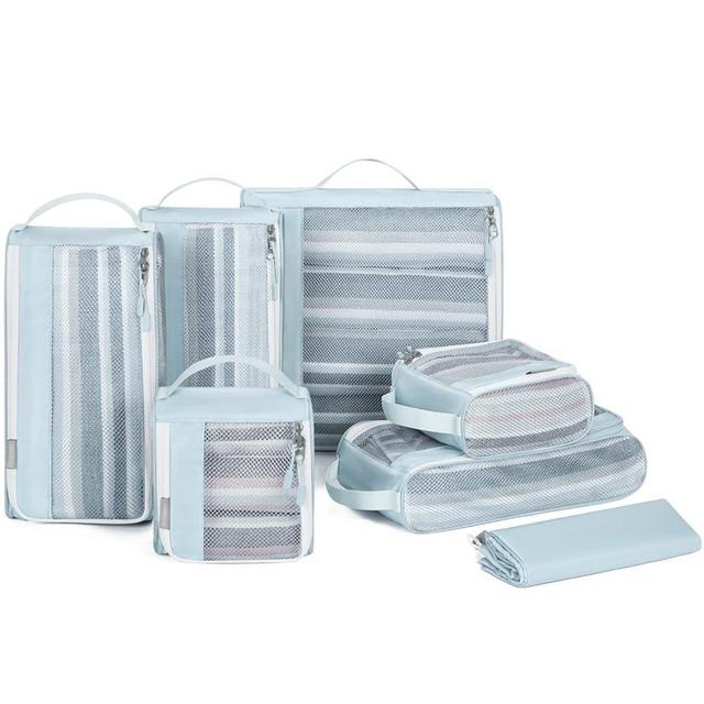 BAGSMART Packing Cubes for Suitcases, 7 Set Packing Cubes for Travel Essentials, Lightweight Luggage Suitcase Organizer Bags Set with Shoe Bag, Keep Shape Travel Cubes for Packing