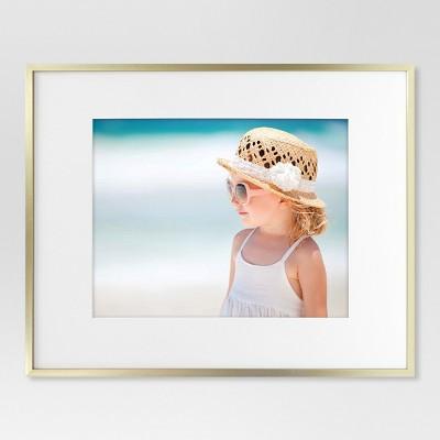 Thin Metal Matted Gallery Frame Gold, Matted to 5"x7"