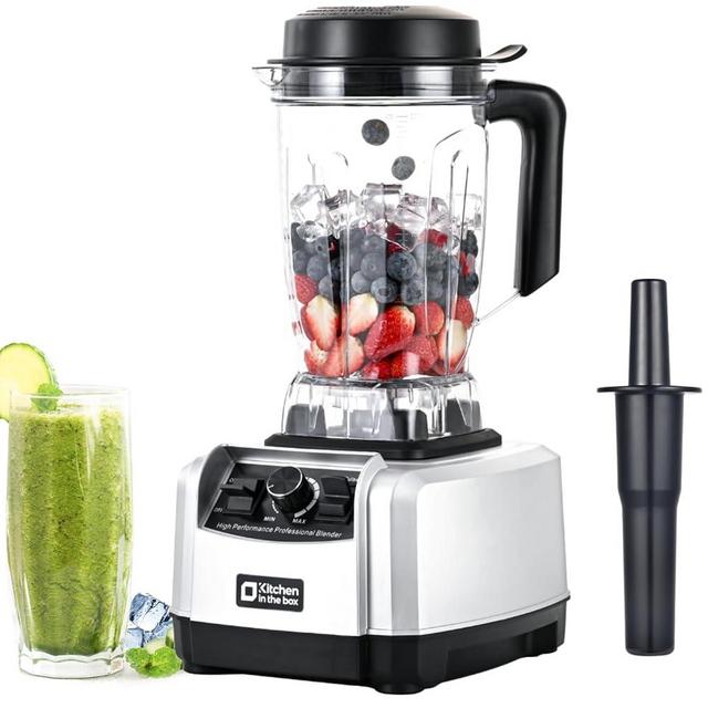 Kitchen in the box 68 OZ Professional High Performance Countertop Blender with Stainless Steel Blades, BPA Free Large Capacity Blender for Smoothies, Ice Crush, Milkshake (Silver)