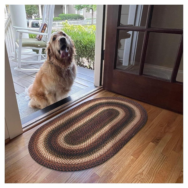 Prescott Black and Red Jute Braided Oval Rug, 20x30 - Warm Primitive Decor, Perfect for Laundry Rooms, Kitchens and Entryways - Reversible and Easy to Clean