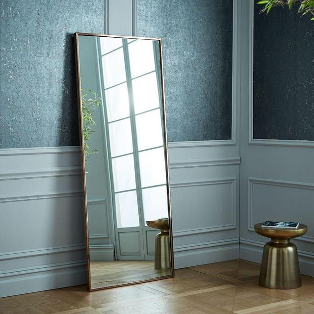Metal Framed Floor Mirror, Rose Gold