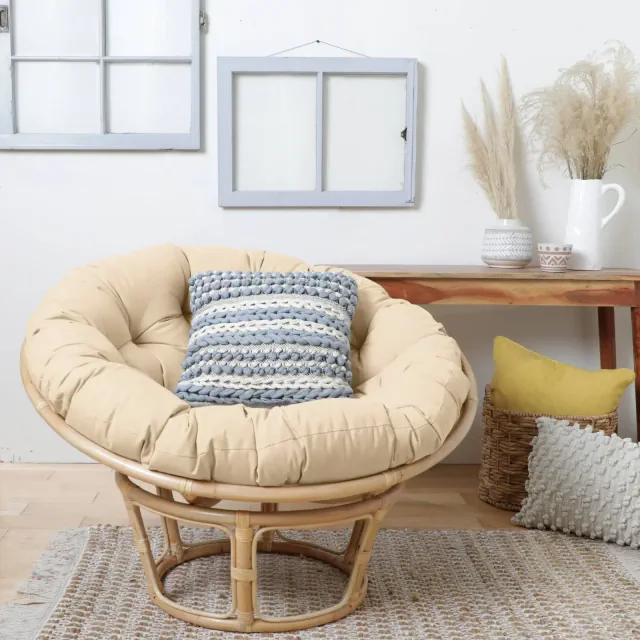 44" x 44" x 4" Papasan Outdoor Chair Cushion Ivory - Sorra Home: Reversible, Stain-Resistant, Polyester
