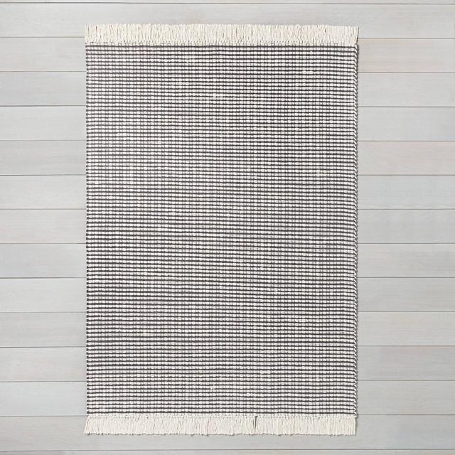 7' x 10' Textured Stripe Area Rug Railroad Gray / Sour Cream - Hearth & Hand™ with Magnolia