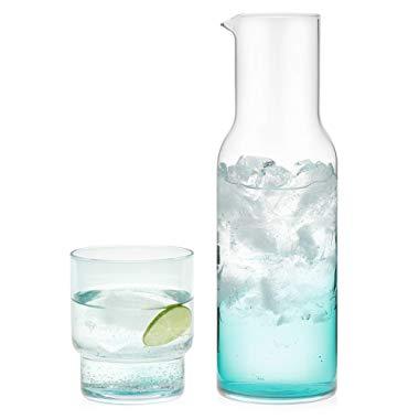 Libbey Prologue Haze Handblown Entertaining Set with 4 Rocks Glasses and Carafe, Blue