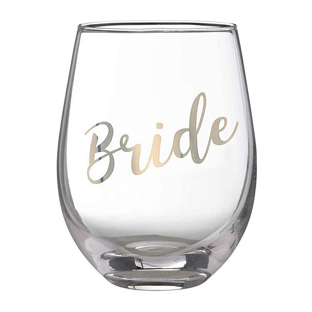 Lillian Rose G115 BR Gold Bride Stemless Wine Glass, 4.75" H