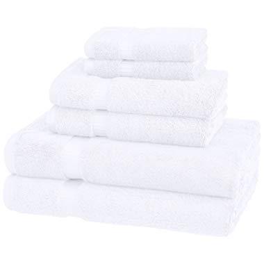 Pinzon Organic Cotton Bathroom Towels, 6 Piece Set, White