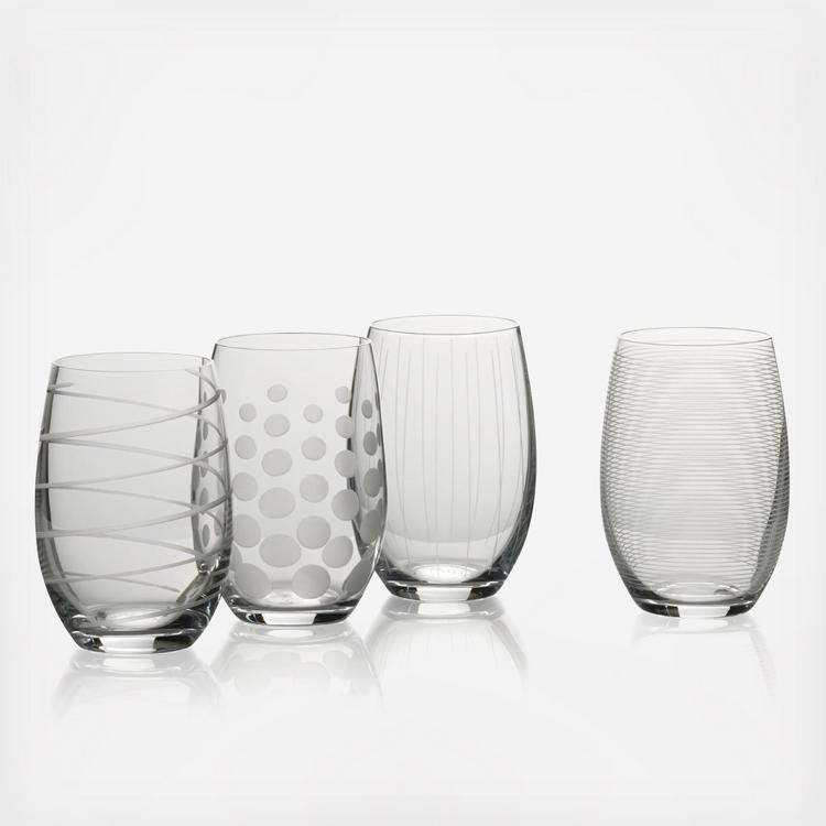 Mikasa Grace 15 oz. Stemless Double Old-Fashioned Glasses, Set of 4