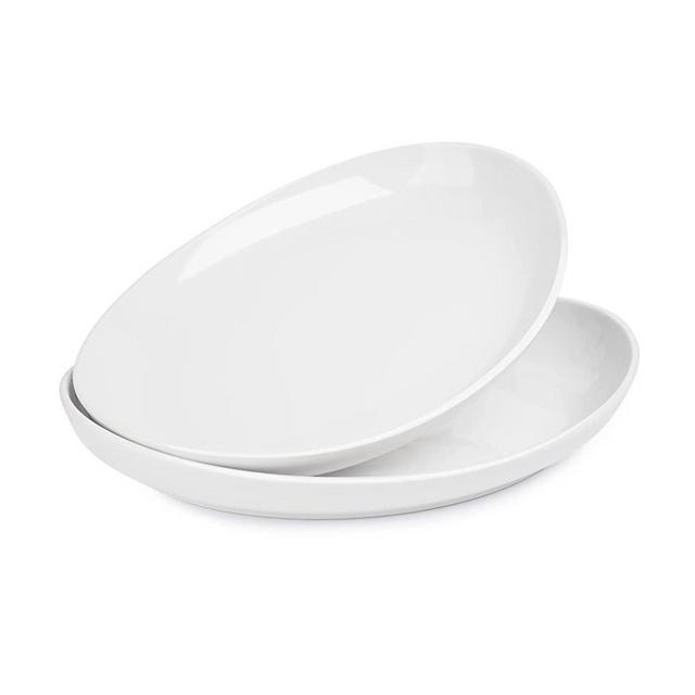 Sweese 716.101 Oval Serving Platters, 13.3Inch White Porcelain Serving Platters for Party, Large Oval Serving Trays Serving Plates for Fish Dish, Steak, Restaurant, Dessert Shop, Set of 2