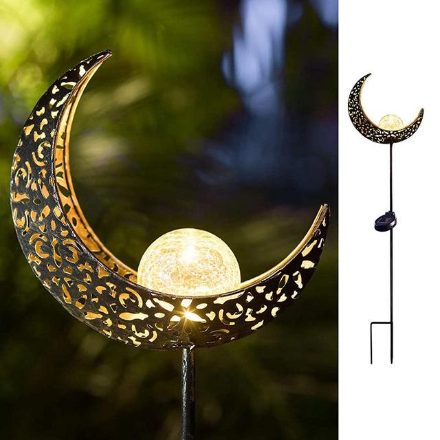 TAKE ME Moon Solar Lights Garden Outdoor,Waterproof Metal Decorative Stakes for Walkway,Yard,Lawn,Patio