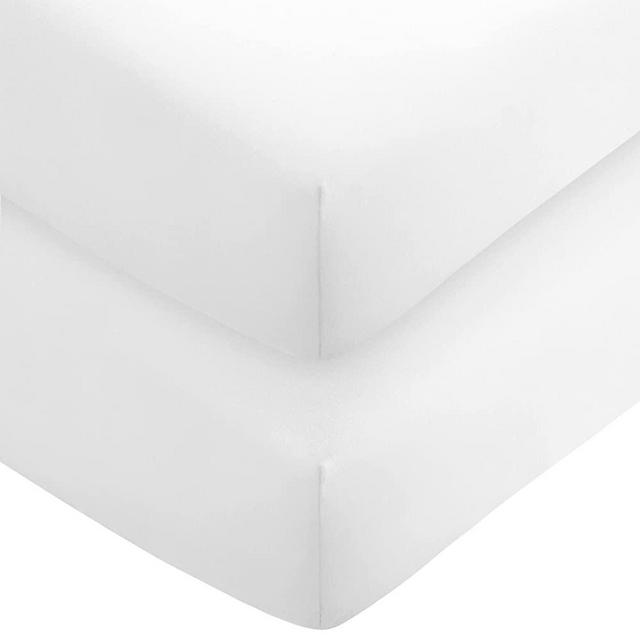 Bare Home 2-Pack Fitted Bottom Sheets Queen - Premium 1800 Ultra-Soft Microfiber - Deep Pocket (Queen, White)