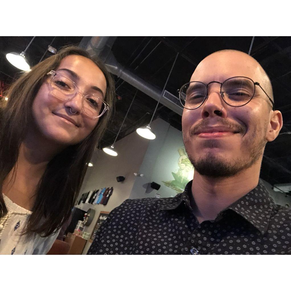 Gabe and Jazzy celebrating their one year anniversary with some brews at Funky Buddha, after having a yummy dinner at Phat Boy Sushi.