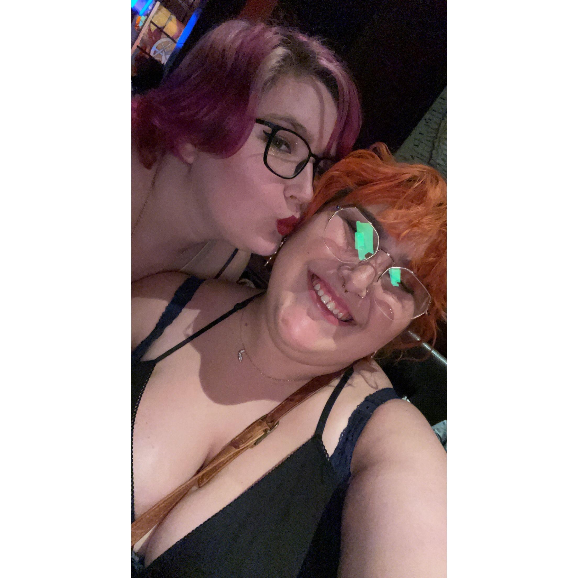 Our first Anniversary at Fogo de Chao. Neither of us are sure which is more important to mark the date- our love of each other, or our love of unlimited meats?