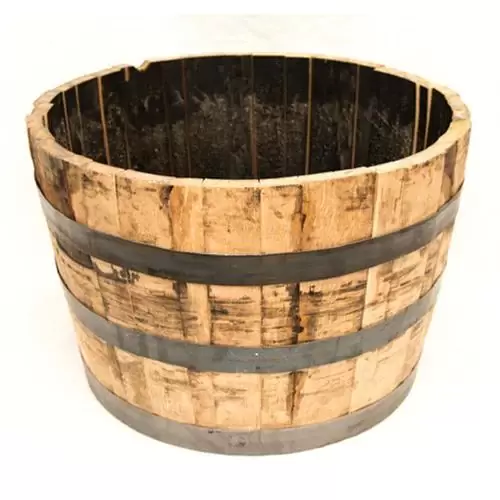 Real Wood Products 25.5-in W x 17.5-in H Rustic/Weathered Oak Wood Barrel