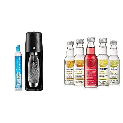 SodaStream Fizzi One Touch Sparkling Water Maker (Black) with CO2 and BPA free Bottle & Fruit Drops Variety Pack, 1.67 Pound
