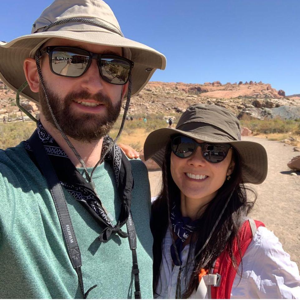 The "before" picture right before we hiked to the delicate arch on a super hot day! 9/2019