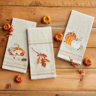 Leaf Sprig Embroidered Dishtowel, Set of 2
