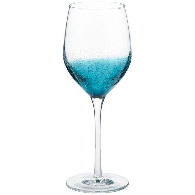 Crackle Collection Teal White Wine Glass