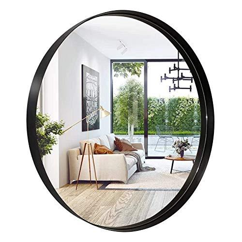 Clavie Wall Mirror Stainless Steel Frame Balck Round Mirror 24 inch Bathroom Mirror Modern Contemporary Circle Mirror Wall Mounted Mirror Decorative for Bathroom, Living Rooms, Entryway and More