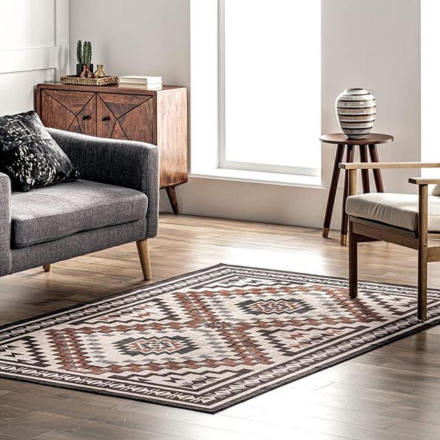 nuLOOM Leighton Machine Washable Southwestern Medallion Area Rug, 8' x 10', Beige