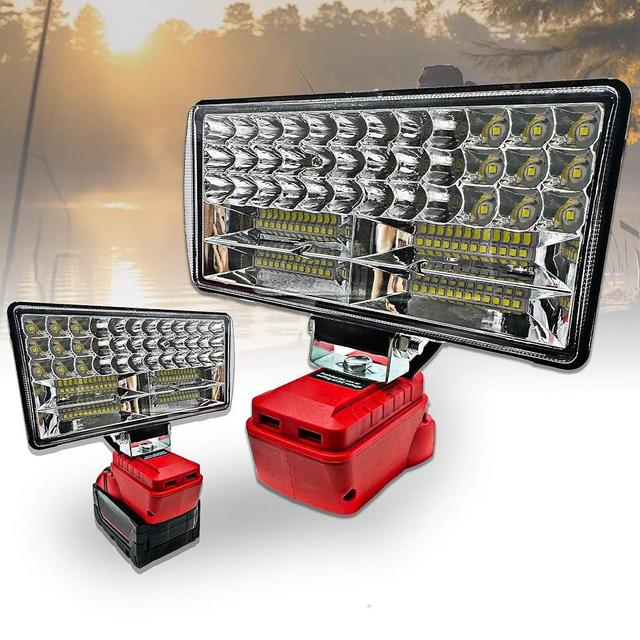 Cordless LED Work Light for Milwaukee m18 18v Battery，90W 5400ML LED Wide Beam Flood Light with Two USB Charging Port LED Light for Emergency,Workshop,Garage.(No Battery)