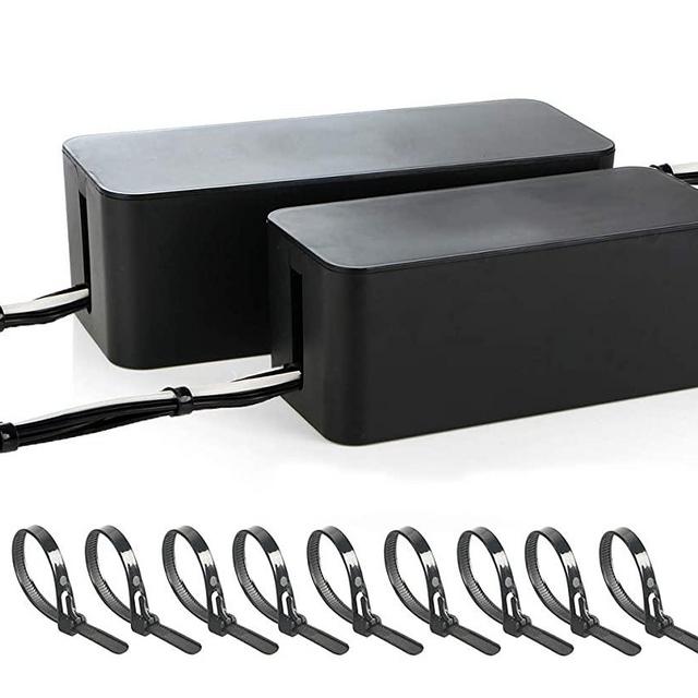 Party Zealot 2 Sets Large Cable Management Box Black Color 16 inches and Medium 13 inches Sizes Organizer Box