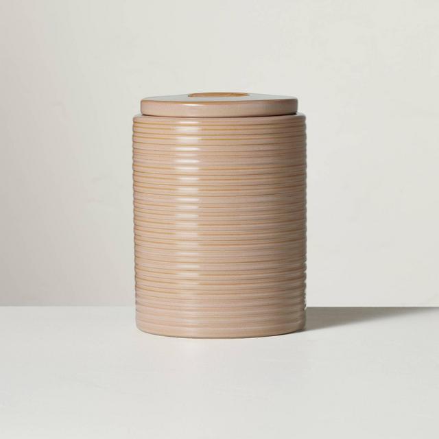 68oz Ribbed Stoneware Canister Blush - Hearth & Hand™ with Magnolia