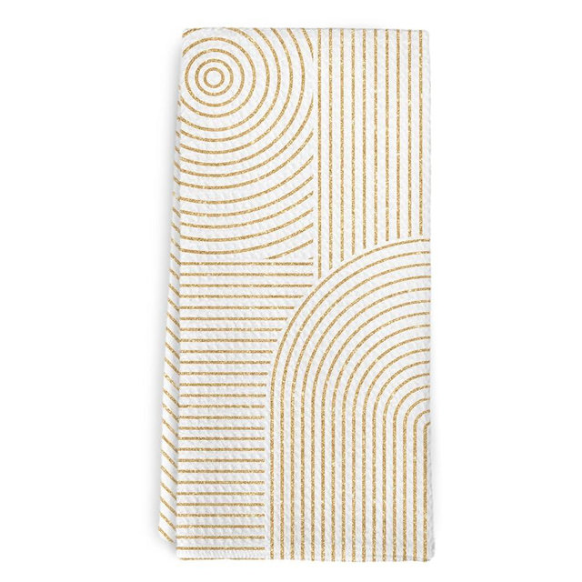 cvjutf White Gold Minimalist Boho Kitchen Towels, Neutral Abstract Decortive Dish Towel, Boho Bathroom Decor, Bohemian Modern Striped Farmhouse Hand Tea Towels for Bathroom Kitchen Decor, 16x24 Inch