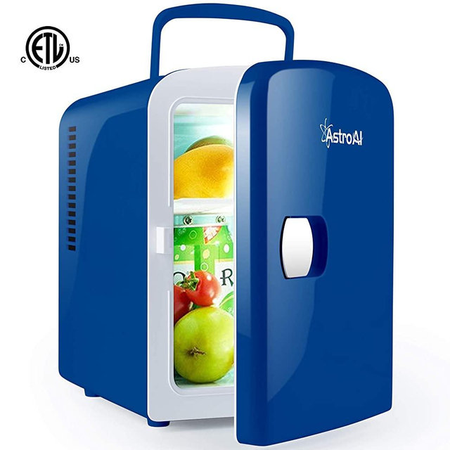 AstroAI Mini Fridge 4 Liter/6 Can Portable AC/DC Powered Thermoelectric System Cooler and Warmer for Cars, Homes, Offices, and Dorms, Blue