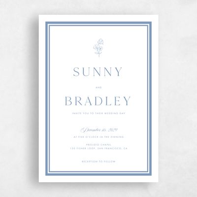 Blue Bordered Wedding Invitation - Fable Classic