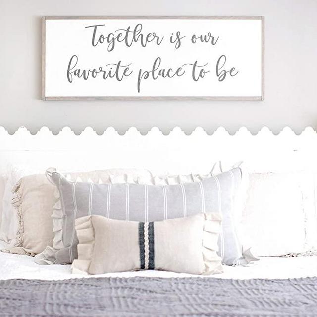 Framed Wood Sign Rustic Wooden Sign Bedroom Signs Together Is Our Favorite Place To Be Sign Together Is My Favorite Place Master Bedroom Wall Decor Above Bed Signs 6 x 20 Inch Decorative Sign