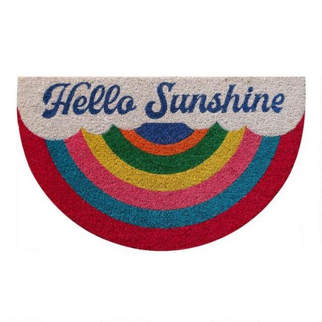 Multicolor Hello Sunshine Rainbow Coir Doormat