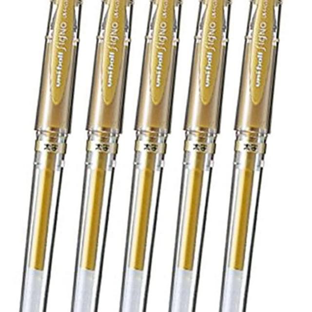Uni Ball Signo Gel Ink Pens -Medium Point 1.0mm-Gold Ink-value Set of 5