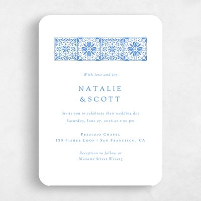 Blue Rounded Wedding Invitation - Oluveri Portrait