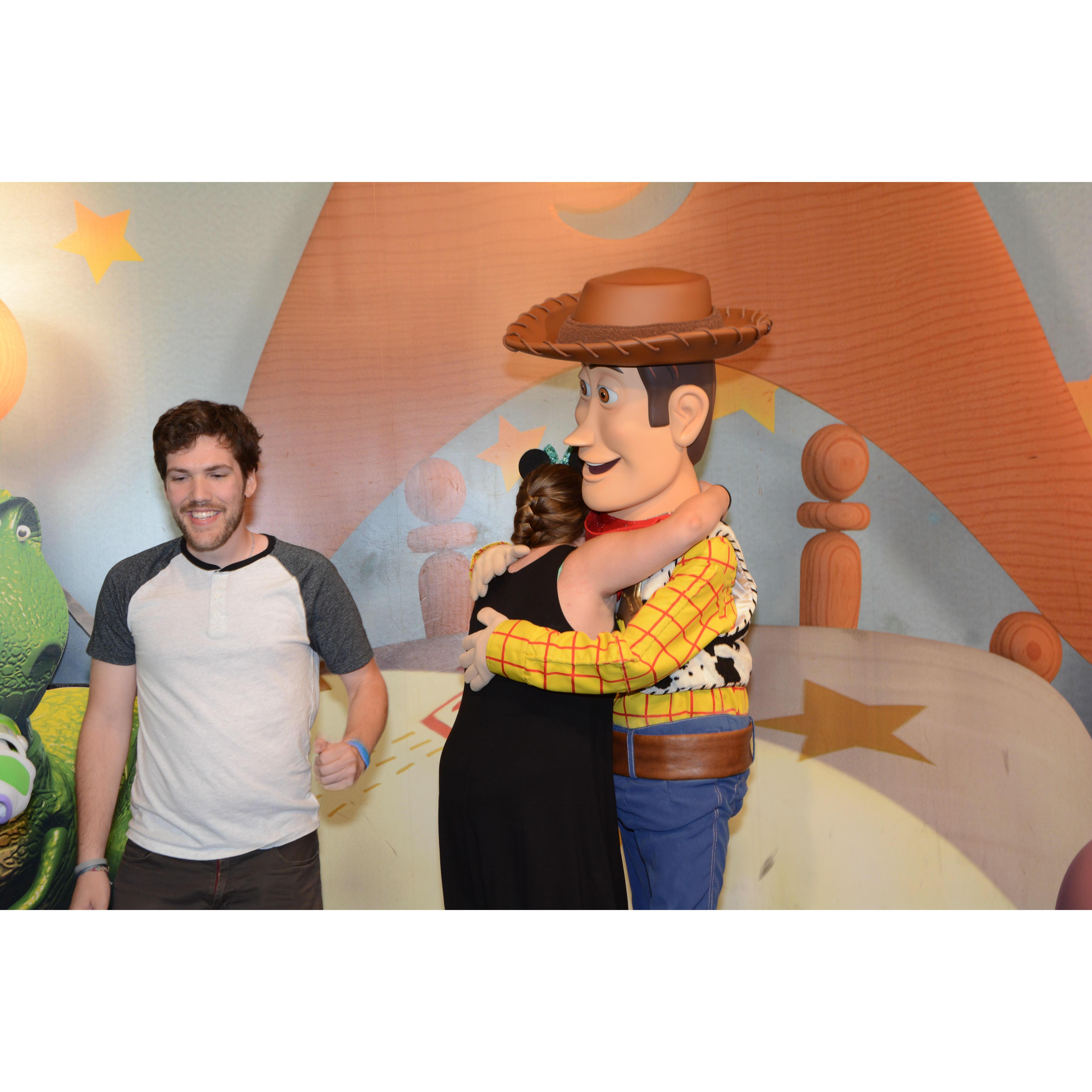 Woody almost swooped in during their trip to Disney. Patrick felt defeated!