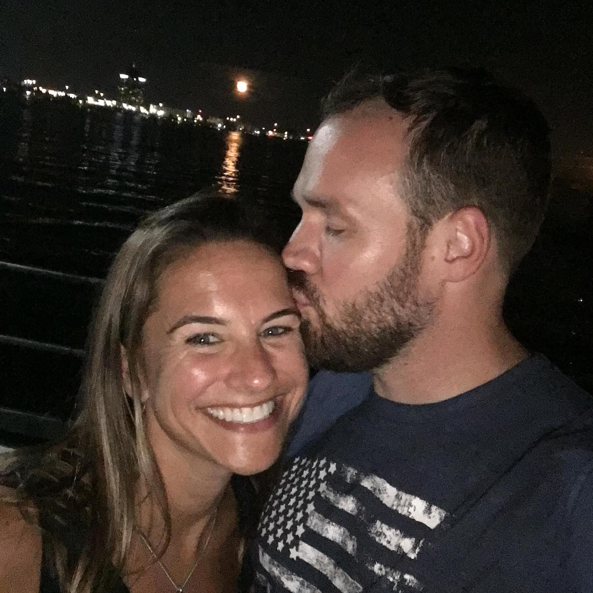 Cruising the Baltimore harbor in the water taxi - one of our very first photos together