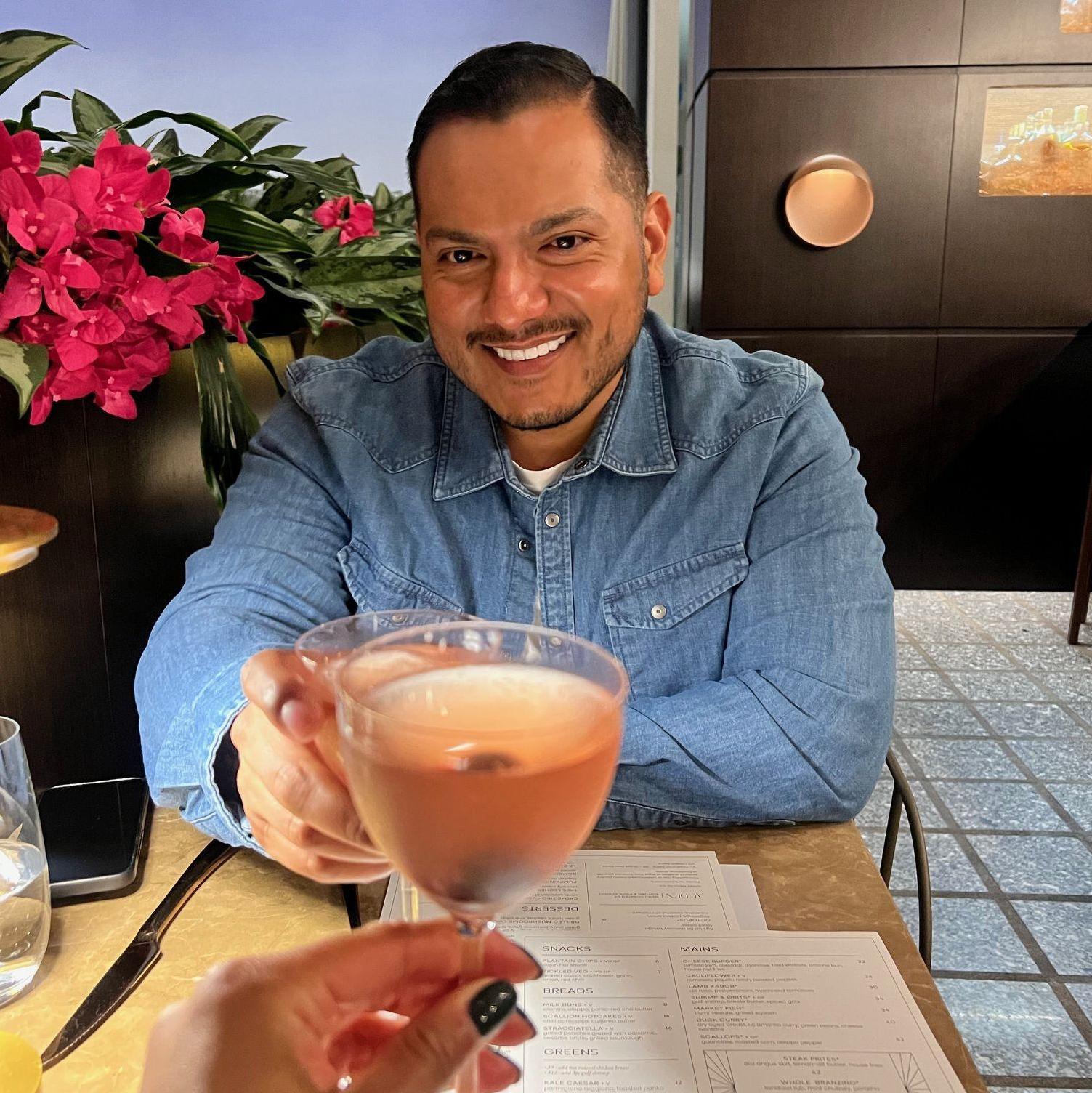 Cheers to another date night at a new restaurant!